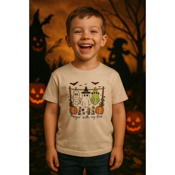 Cute Ghost & Mummy Kids Size Small Halloween "Hangin’ With My Boos" Fun Trick or - Picture 2 of 5